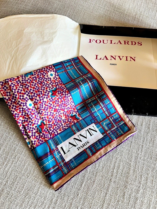 Lanvin Accessories - Rare Vintage Lanvin Paris 100% Silk Scarf Geometric Floral w/ Original Packaging